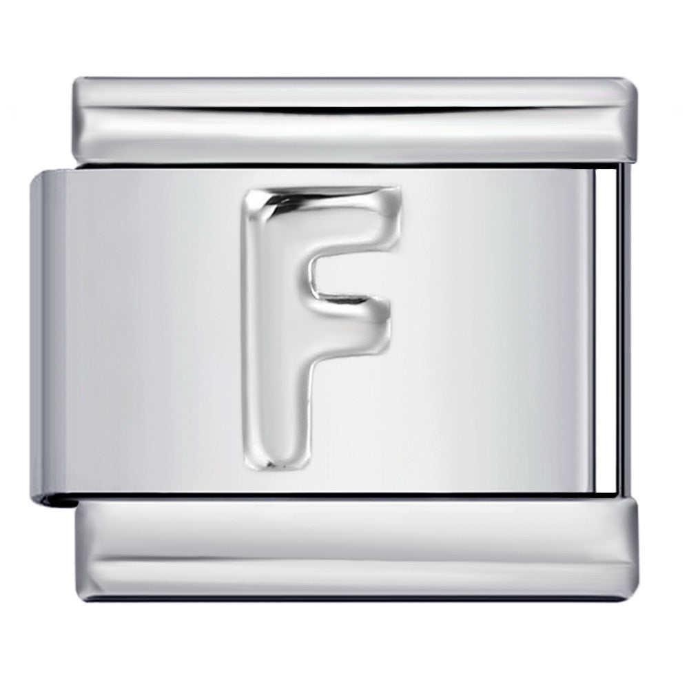 Wholesale  Italian Charm Bracelet 9mm DIY convex 26-letter  Creative Stainless Steel Composable Bracelet