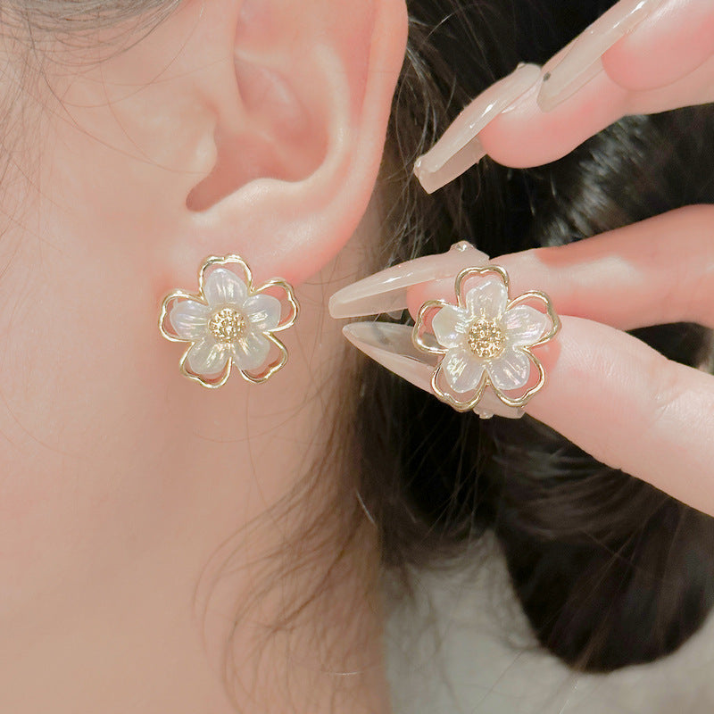 Wholesale 925 silver needle  flower  earrings