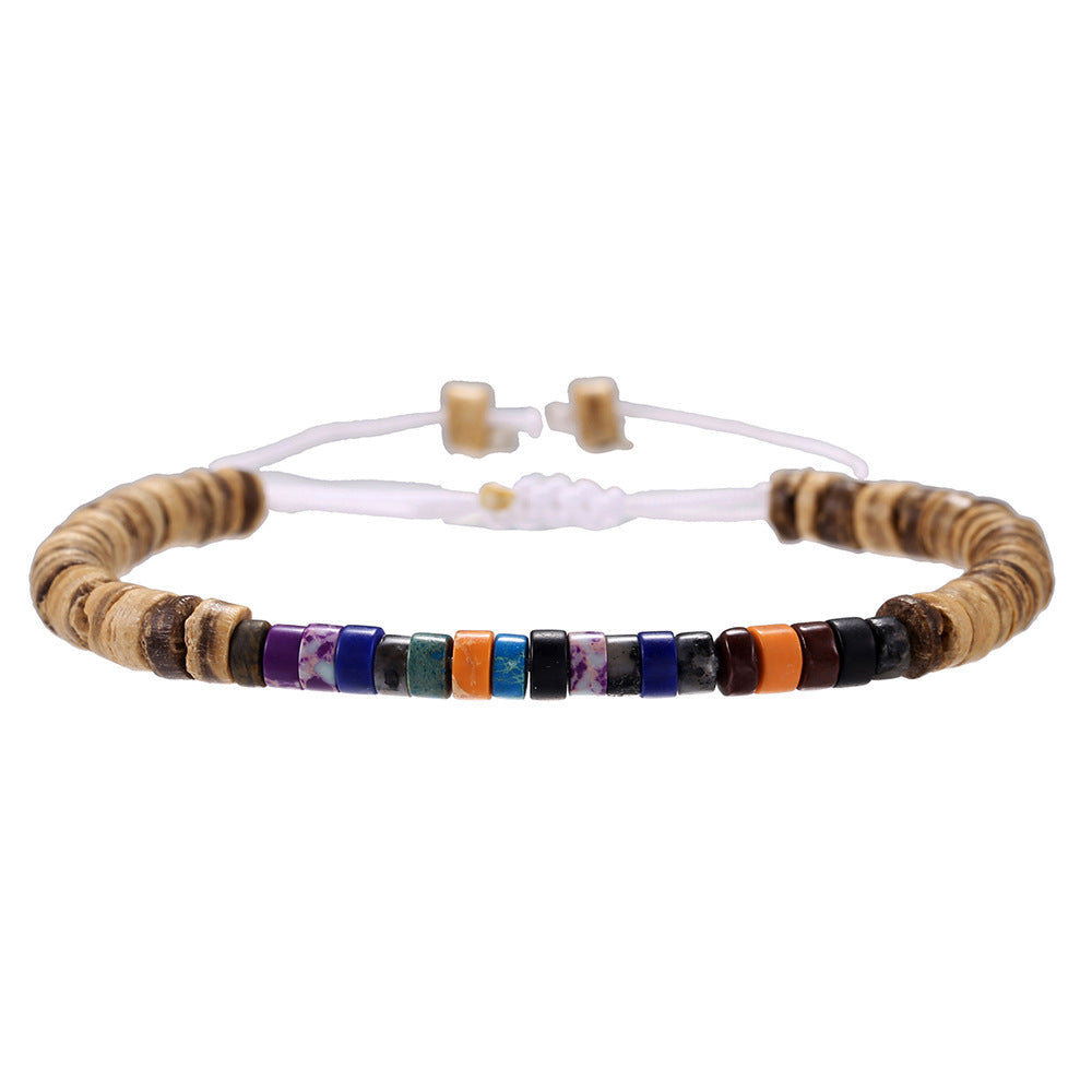 Bracciale con perline di legno turchese semplice all'ingrosso Bracciale con guscio di noce con perline di alta qualità