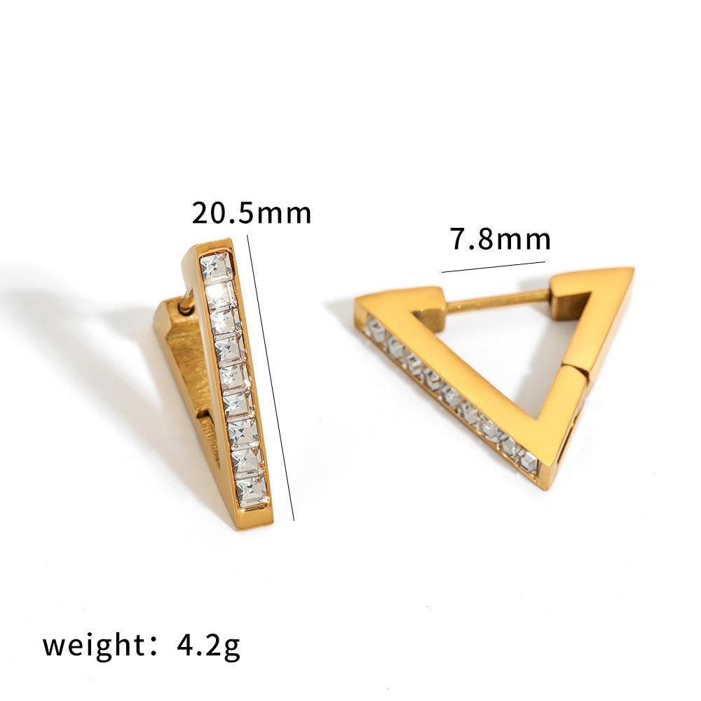 Wholesale Vacuum-plated stainless steel earrings Inlaid with diamonds