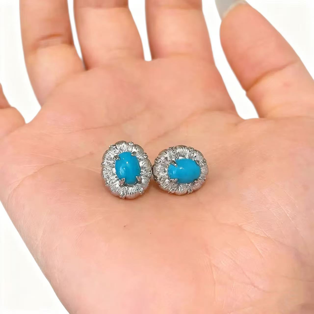 Wholesale Geometric Blue Turquoise Earrings for Women,  Copper Electroplate,  Stylish Jewelry Accessory