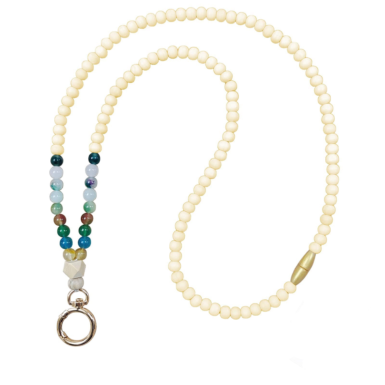 Wholesale Natural Stone and Wood Bead Open Ring Necklace