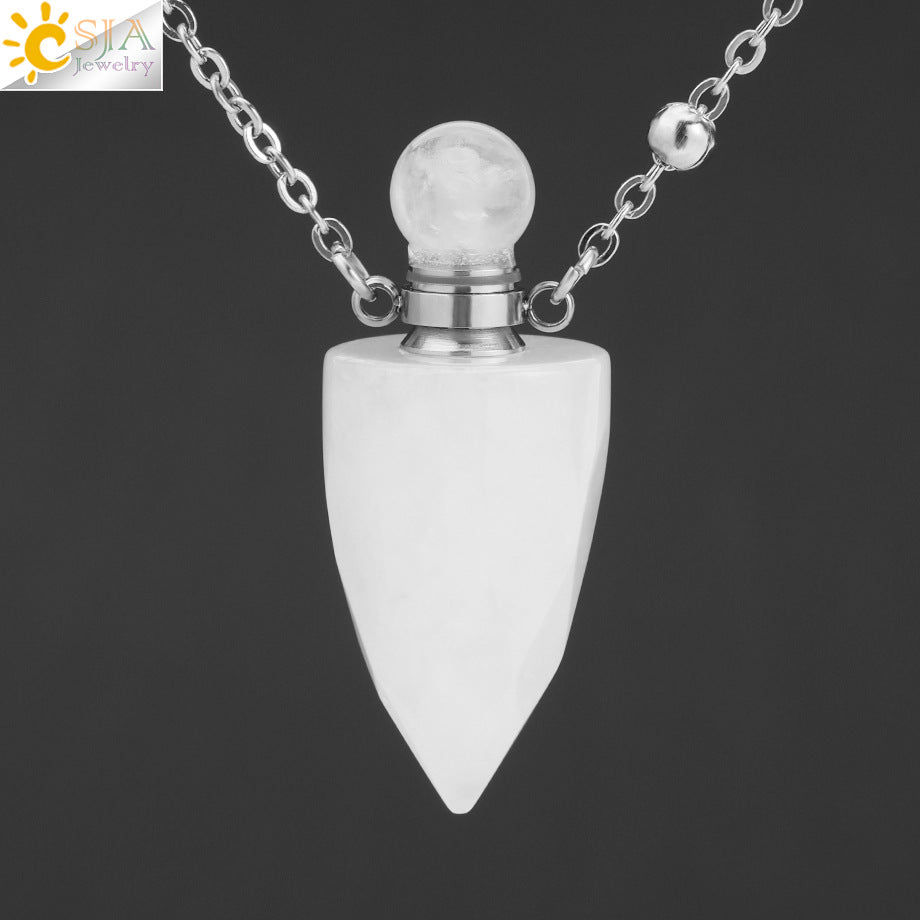 Wholesale Natural Stone Crystal Perfume Bottle Necklace ACC-NE-HuaiShe005