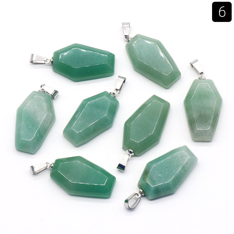 Wholesale Mini Coffin Board Natural Crystal Stone Coffin Board Necklace Pendant ACC-PT-KeSuo004