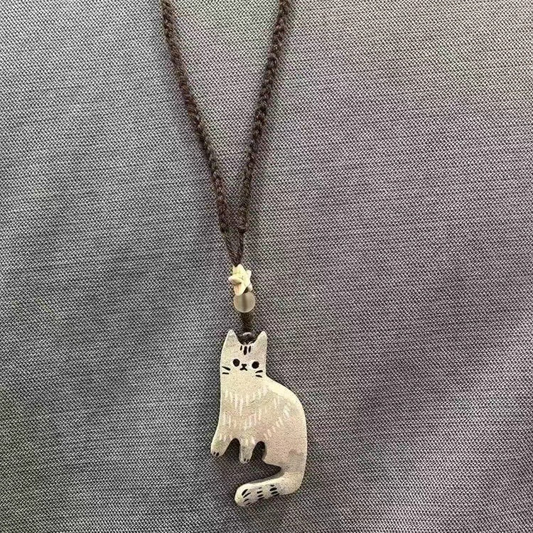 Wholesale Vintage Rice Gray Kitten Rope Necklace