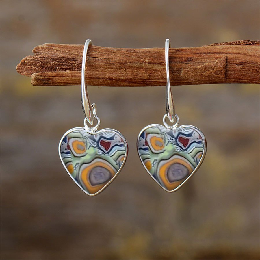 Wholesale Retro Bohemian Heart Turquoise Earrings Stylish Jewelry Accessory Gift For Women