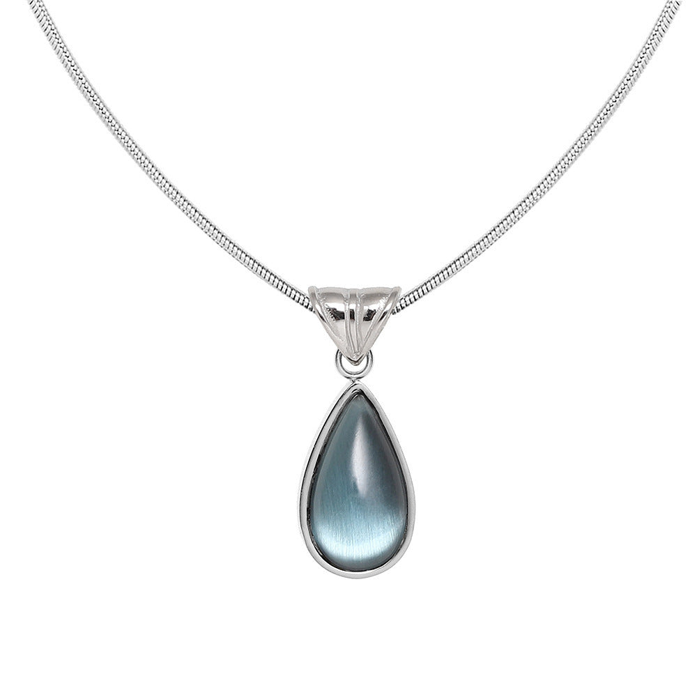 Wholesale 18K Gold Plated 12 Birthstone Titanium Steel Water Drop Necklace