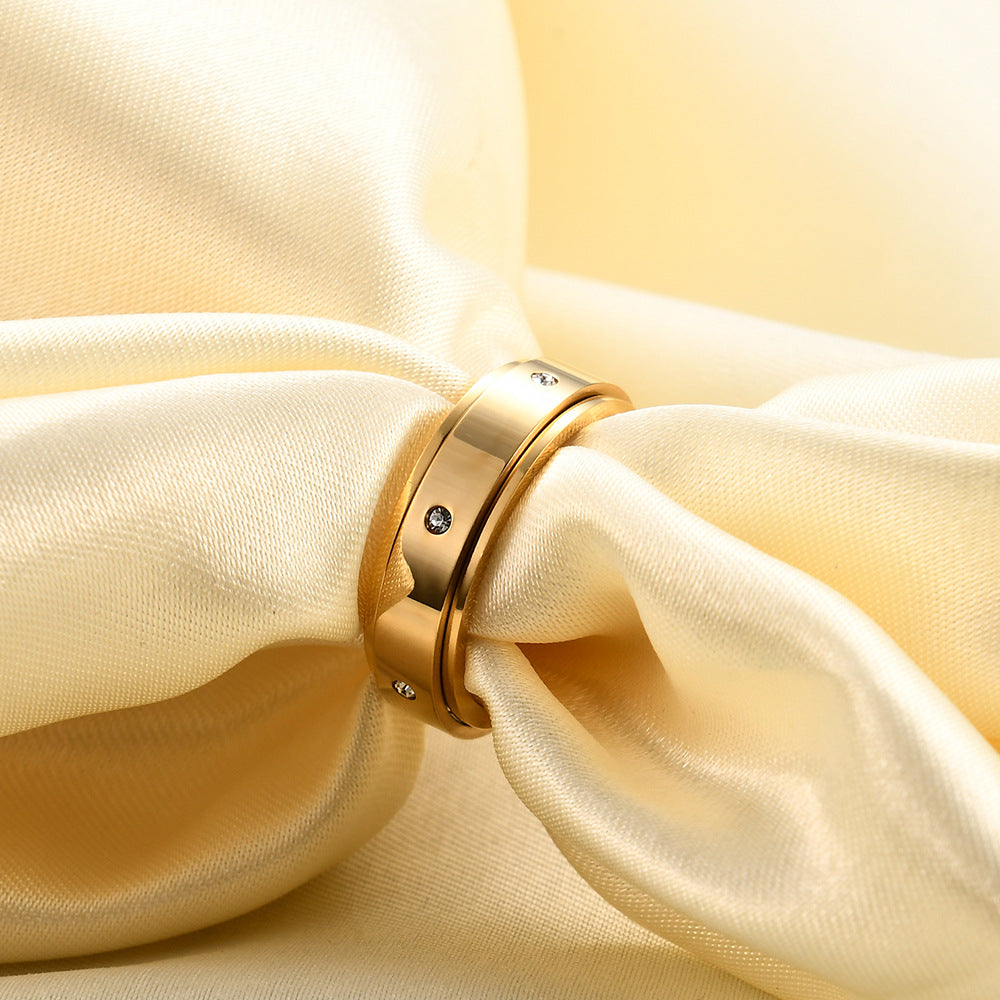 Wholesale  Symmetrical Diamond Decompression Rotatable Titanium Steel  Ring