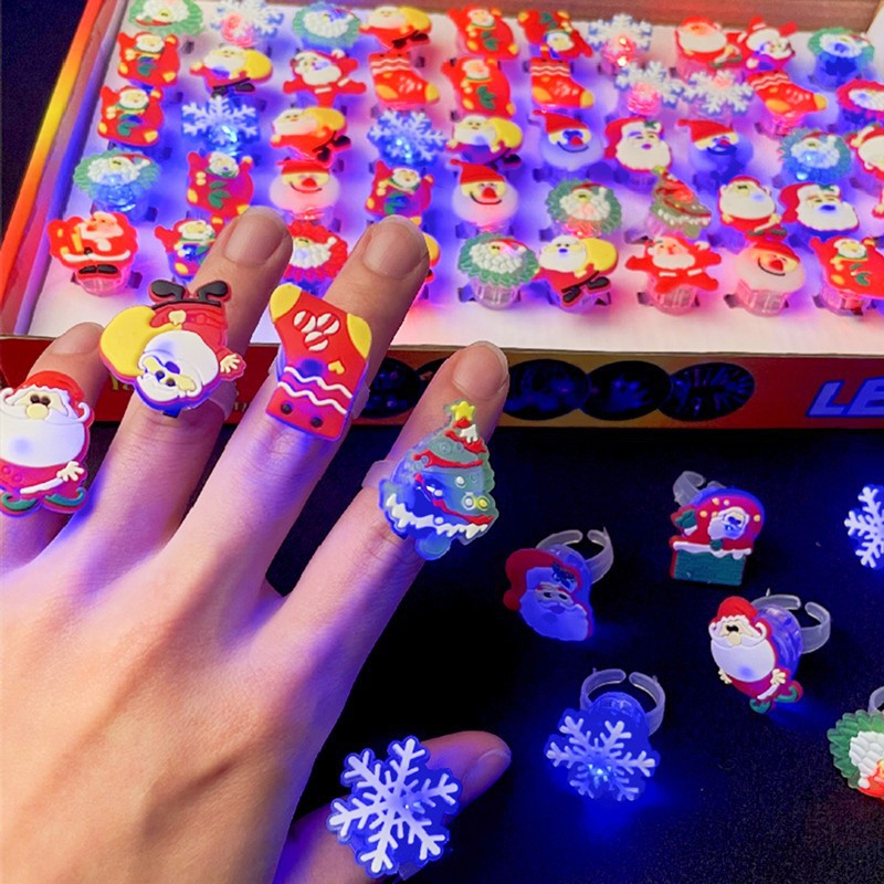 Wholesale 24pcs Resin Christmas Glow Ring Halloween Flash Finger Lights ACC-RS-ShuangM001