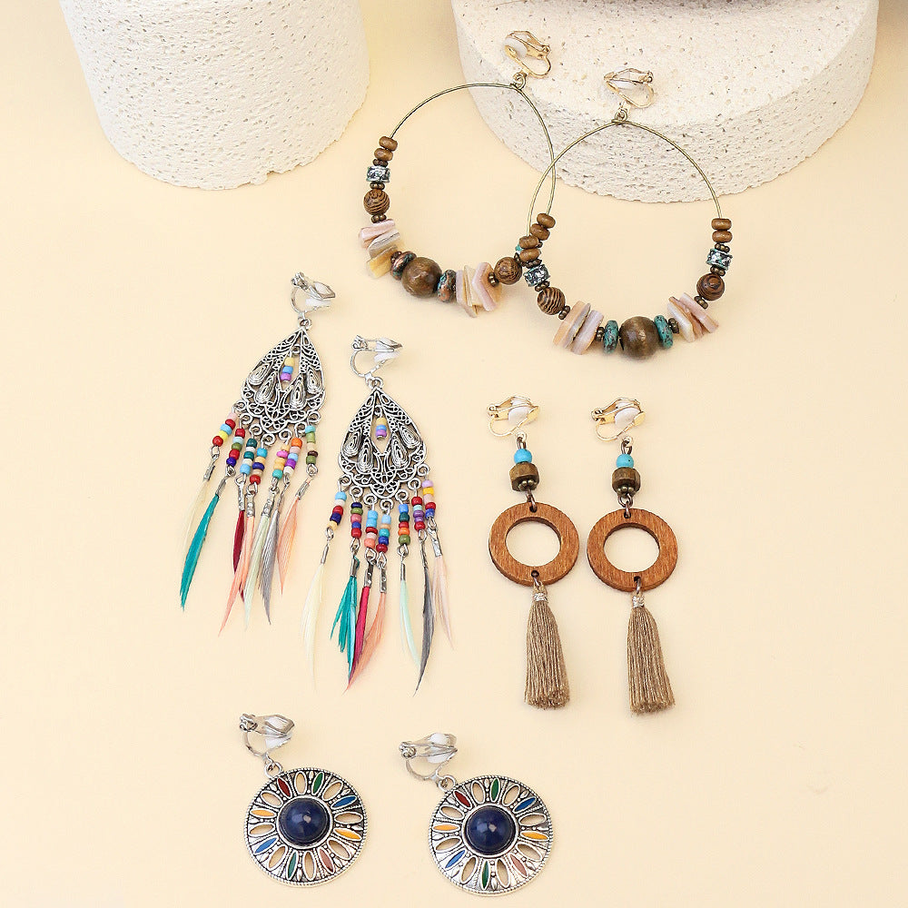 Wholesale Bohemian Geometric Hollow Earrings Retro Ethnic Ear Clip,  Stylish Everyday Jewelry
