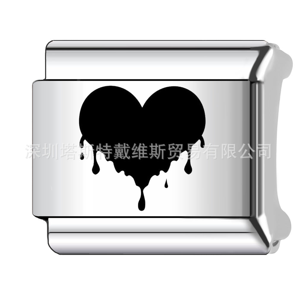 Wholesale 9mm Italian Charm Starter Bracelets DIY square Single Section Creative Stainless Steel Composable Bracelet
