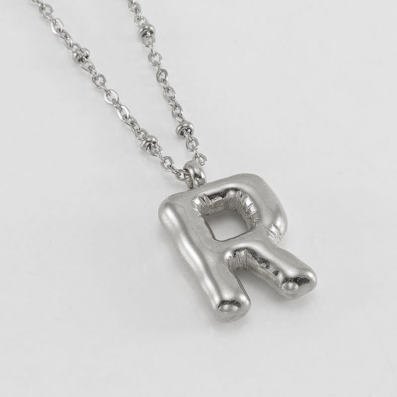 Wholesale  bubble letter necklace 18K stainless steel English letter pendant jewelry