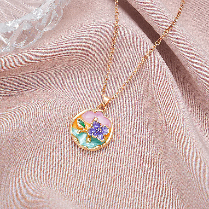 Wholesale  rose oil painting color pearl color necklace