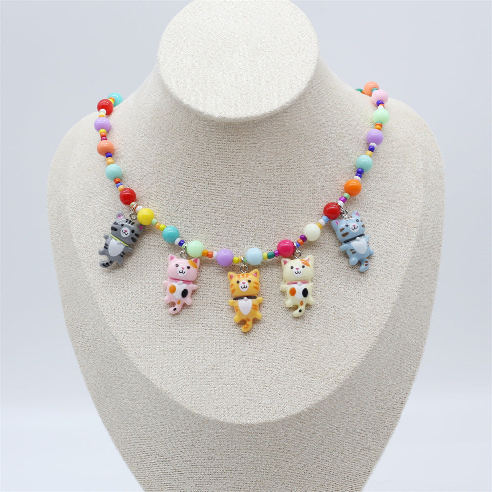 Wholesale Cute Children's Cartoon Character Colorful Beaded Necklace