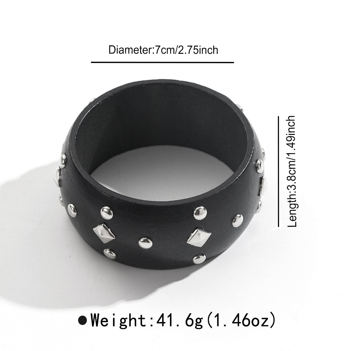 Bracciale retrò con personalità geometrica all'ingrosso del braccialetto della stella del rivetto di legno