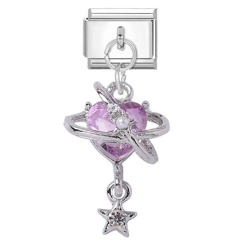 Wholesale Italian Charm Bracelet 9mm DIY Splicing Double Pendant Pentagram Stainless Steel Composable Bracelet