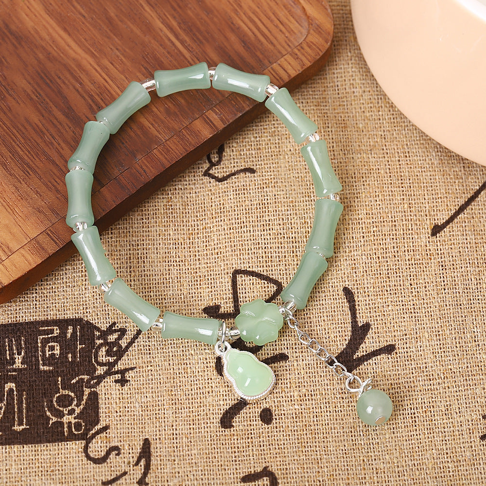 Wholesale Chinese Retro Bamboo Section Bracelet Green Elastic Rope Women S Beaded Jewelry Accessory For Everyday Wear And Gift