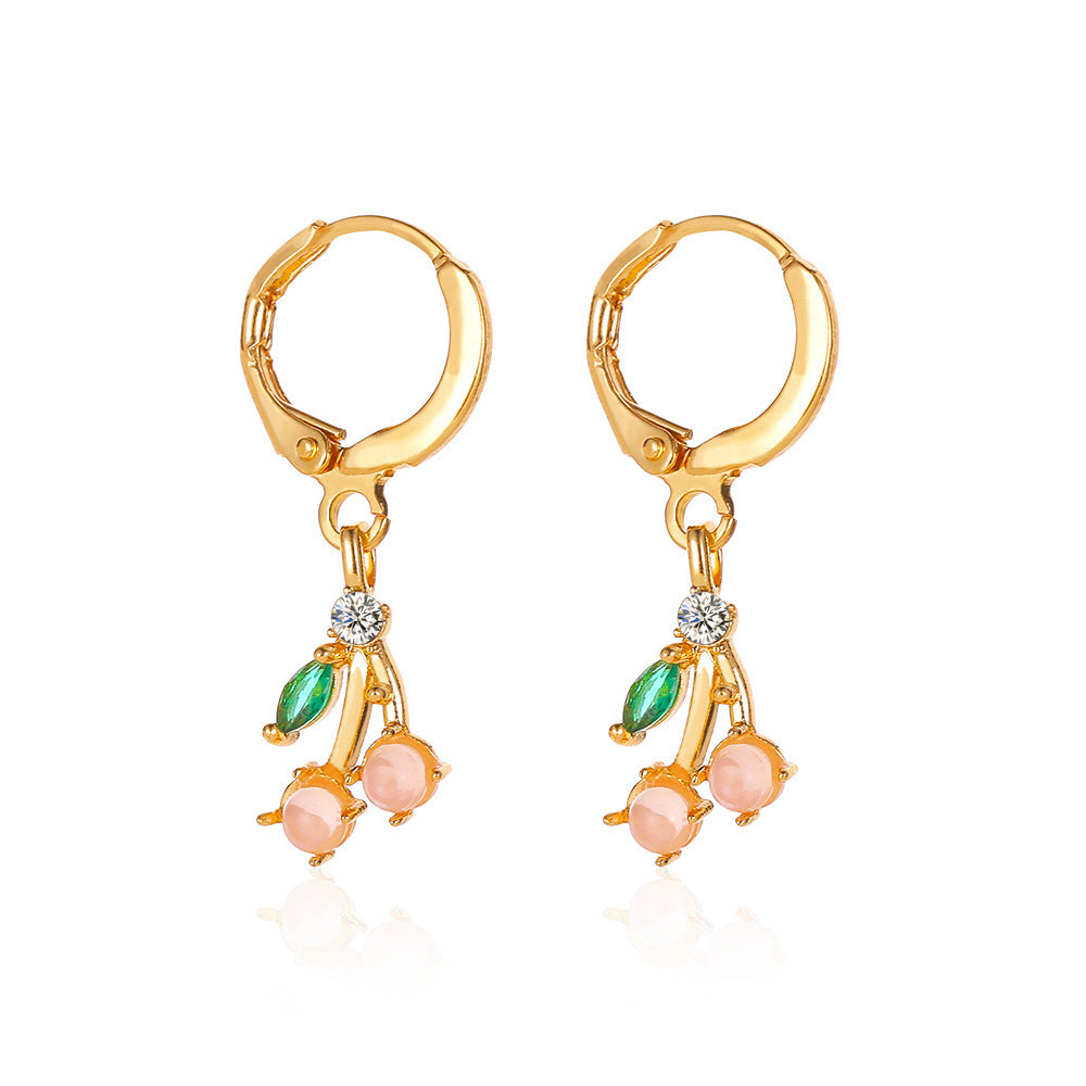 Wholesale  long cherries earrings creative  cute cherry earrings
