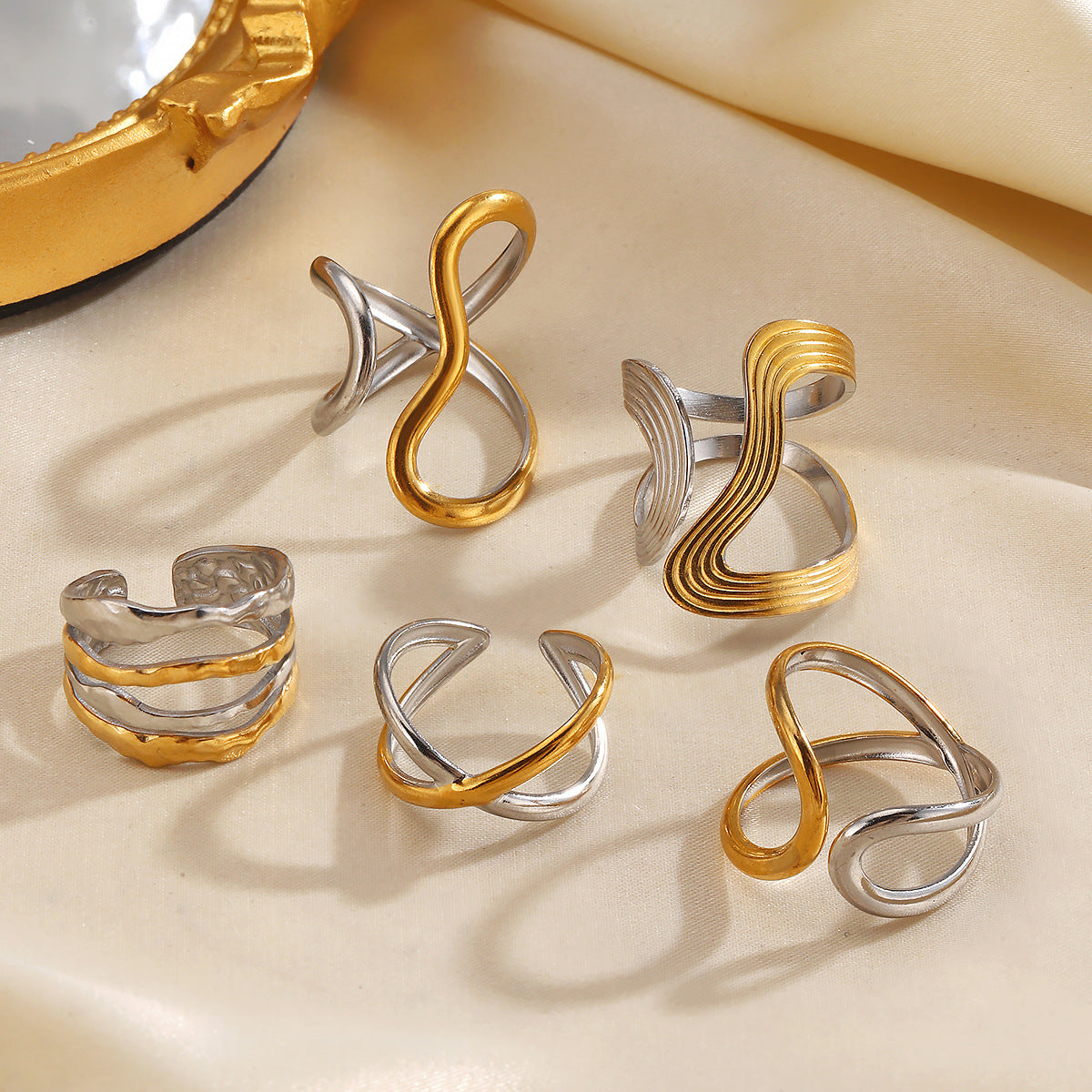 Wholesale Stainless Steel Contrast Color Ring for Women Fashion Accessory Everyday Wear