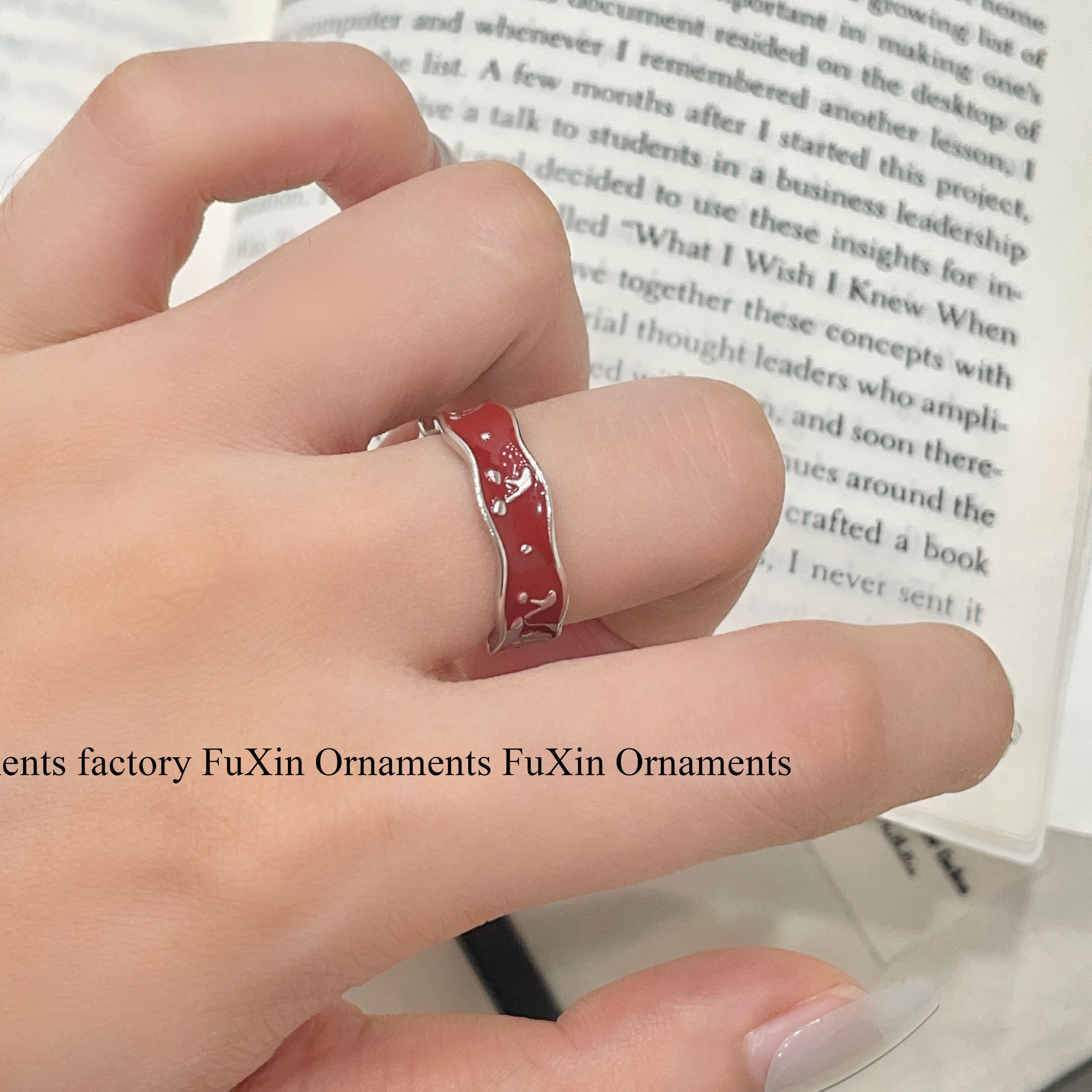 Wholesale Red Oil Dropping Flower Cherry Ring