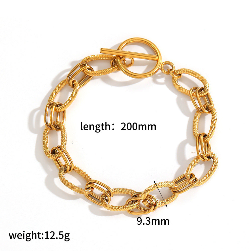 Wholesale 304 Stainless Steel Bracelet 18k Gold Plated Vacuum Electroplating in Furnace