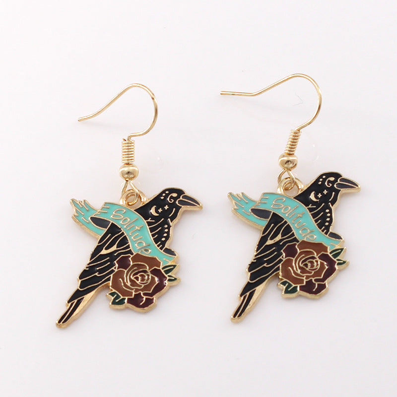 Wholesale Halloween Crow Bat Snake Alloy Oil Drop Earrings ACC-ES-Liyao006