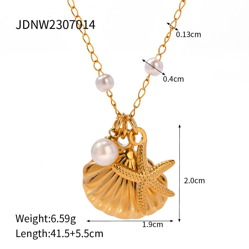 Wholesale Beach Style Shell Stainless Steel Necklace ACC-NE-JD003