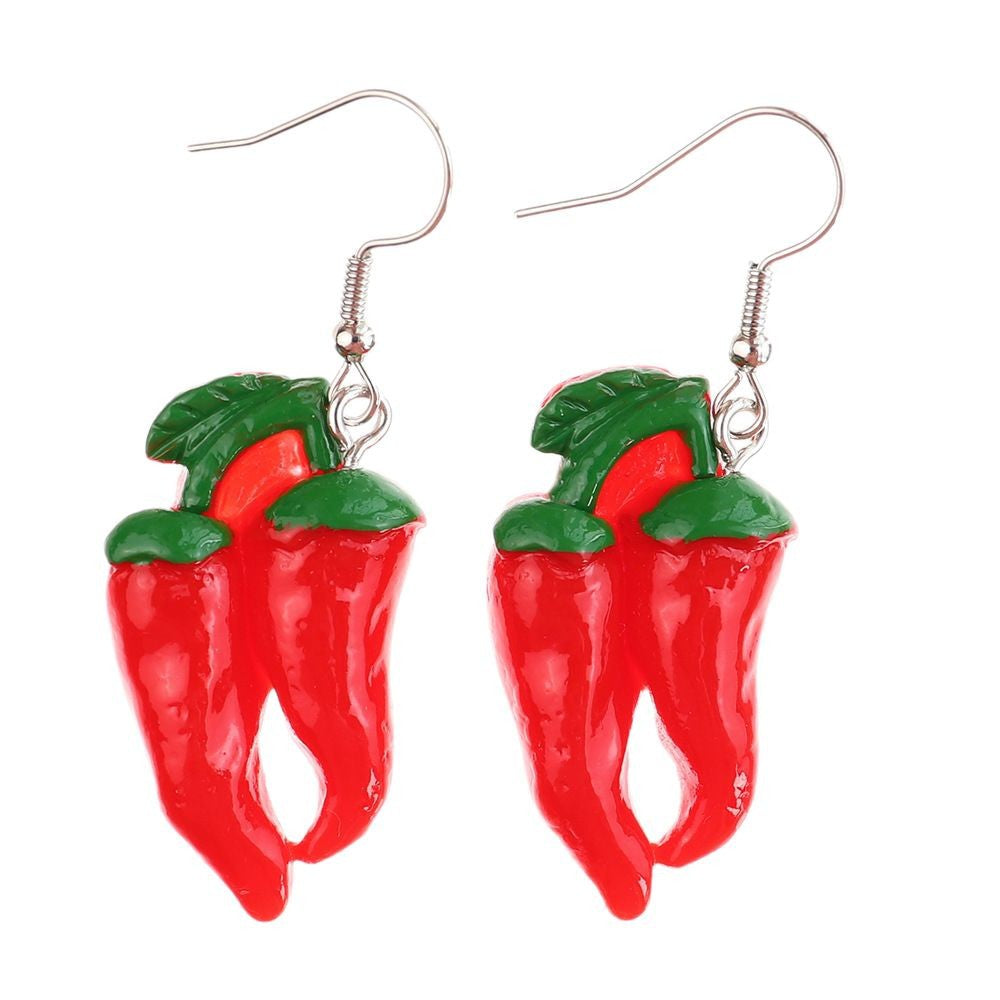 Wholesale  Fun  Vegetable Cucumber Eggplant Green Pepper Earrings