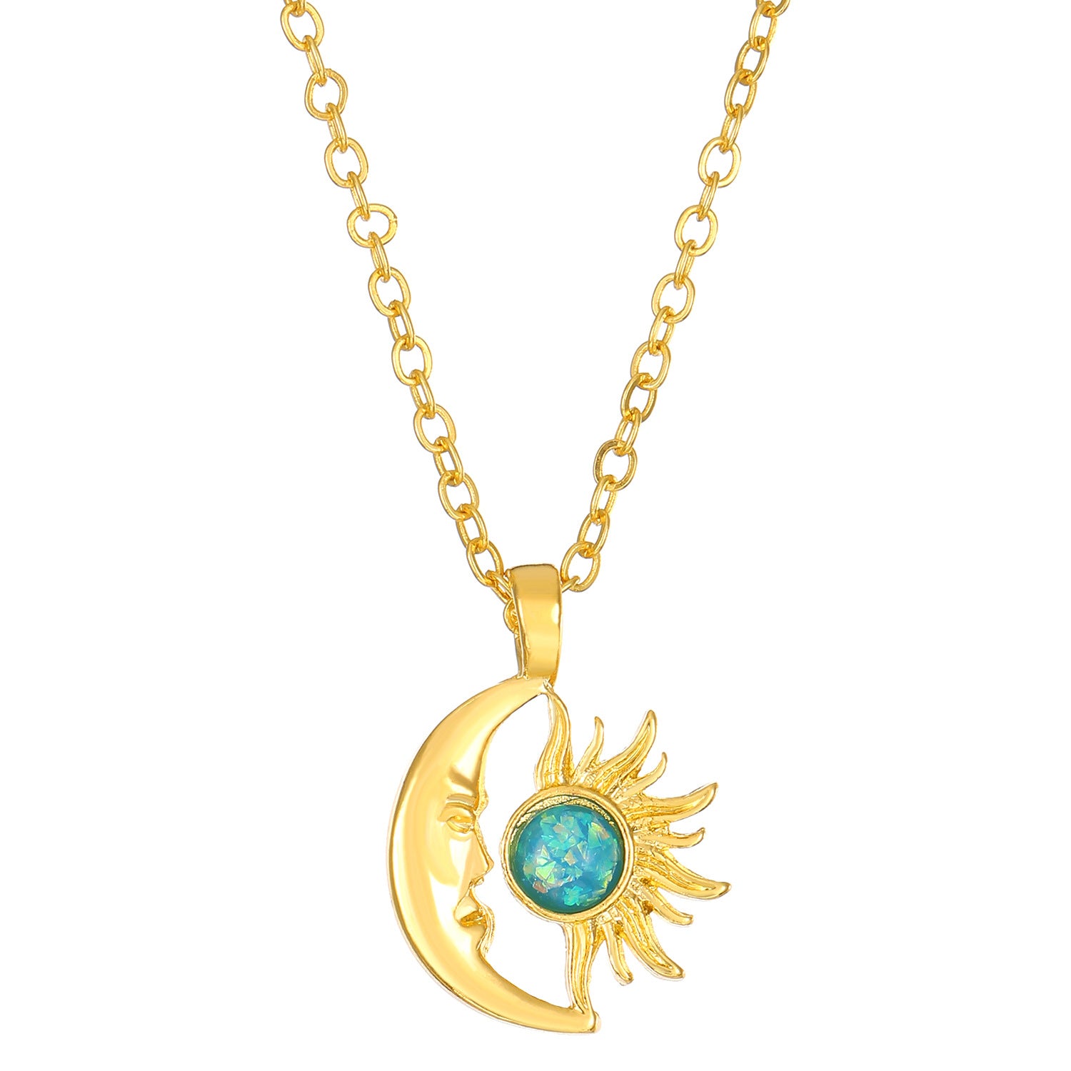 Wholesale Opal Sun Moon Necklace ACC-NE-QW006