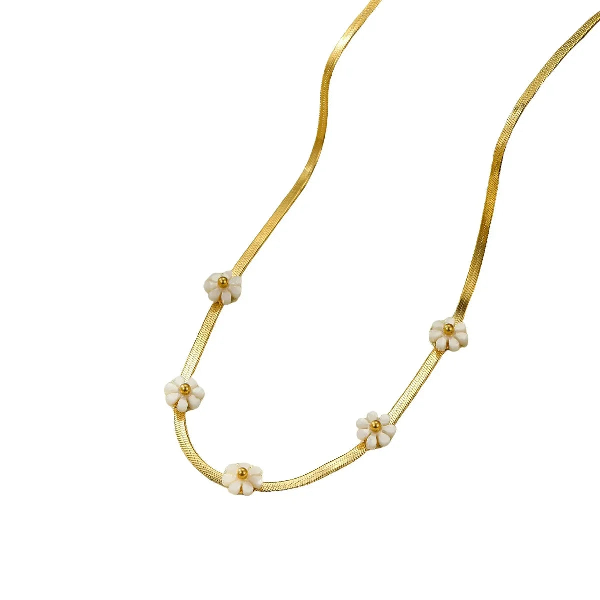 Wholesale  stainless steel shell daisy flower  non-fading necklace clavicle chain