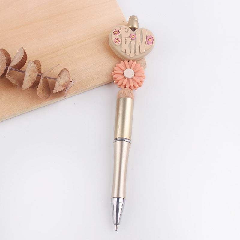 Wholesale beaded pen creative DIY cartoon daisy love silicone gum beaded pen