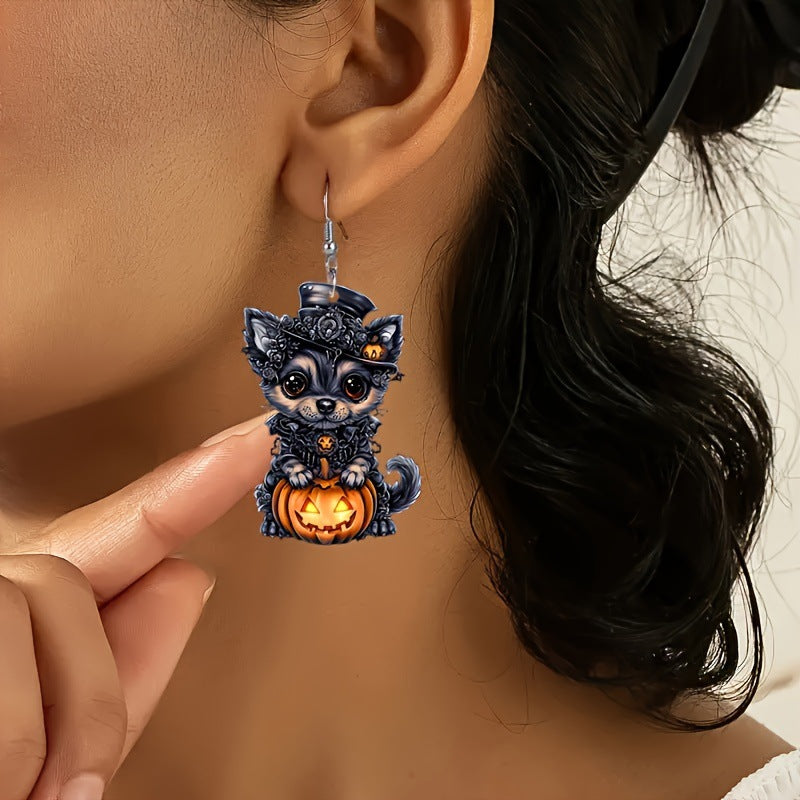 Wholesale Acrylic  Earrings Cute Cartoon Pumpkin Ghost Dark Style Party Jewelry Accessory