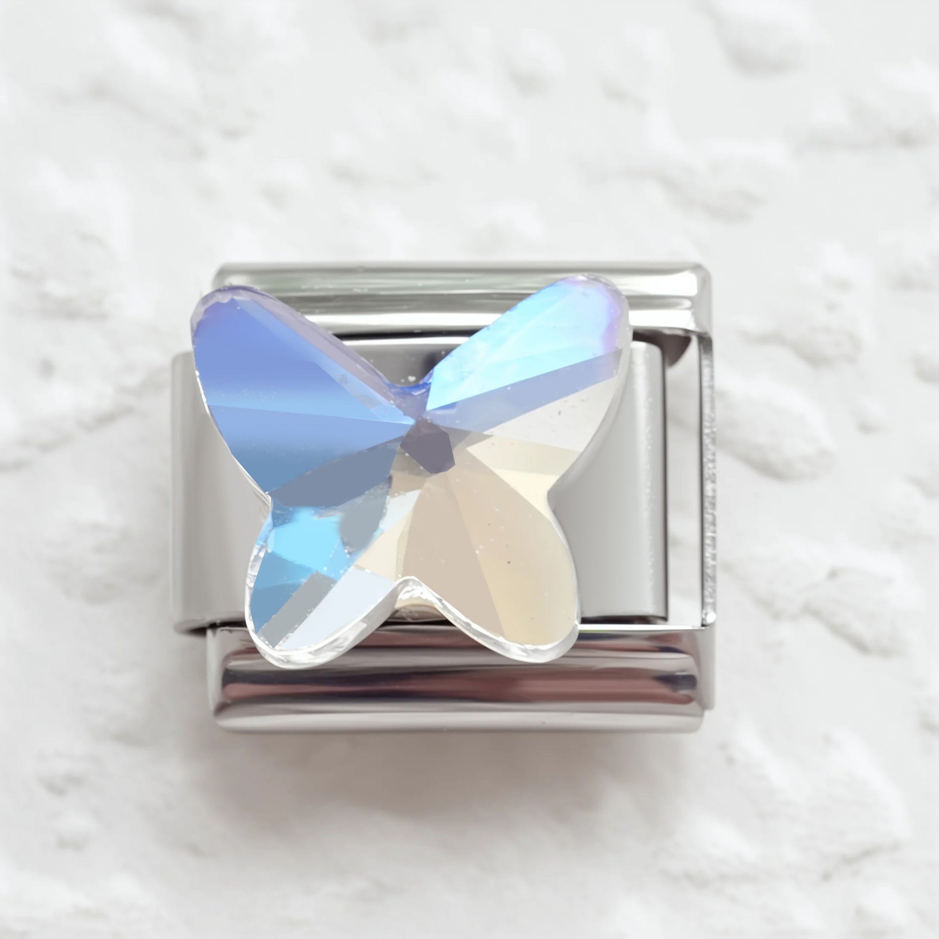 Wholesale 5pcs Italian Charm Bracelet 9mm DIY Splicing Multicolor Crystal Butterfly Stainless Steel Composable Bracelet