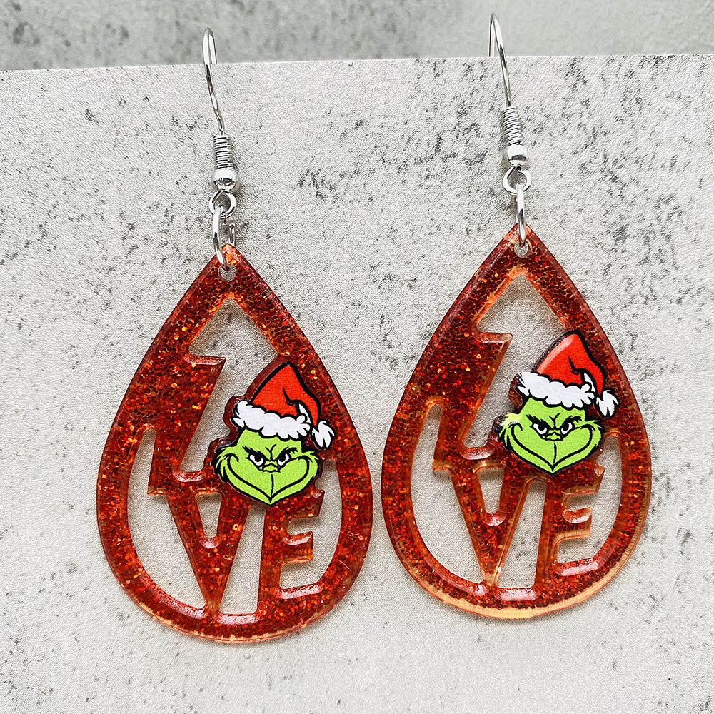 Wholesale Christmas Acrylic Classic Red Santa Hat Earrings ACC-ES-ChenY094