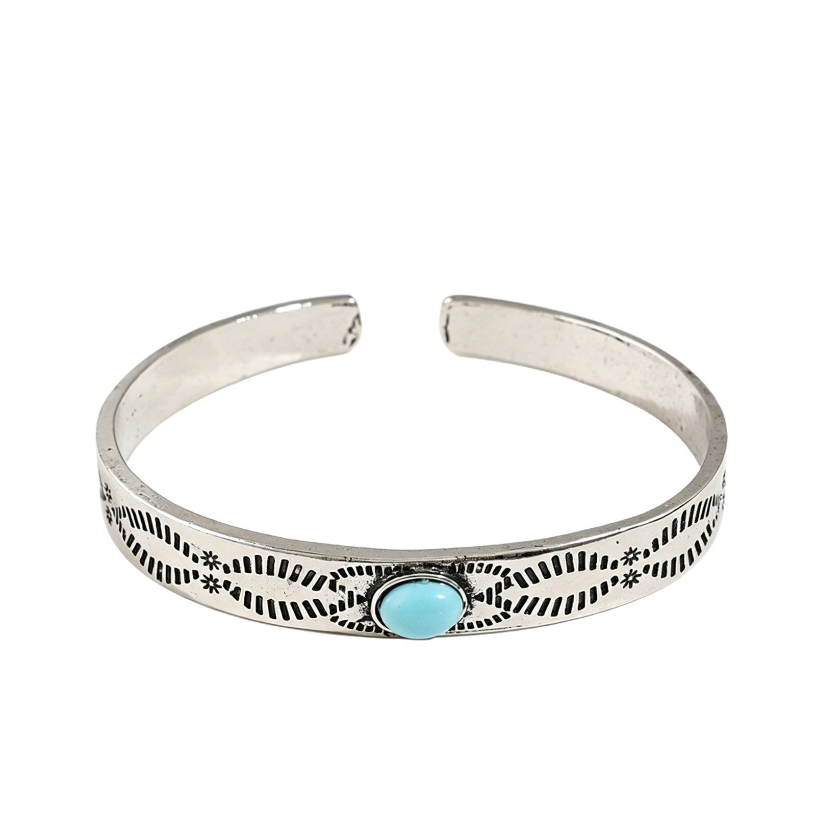 Wholesale Antique Silver Alloy Turquoise Bracelet Bohemian Geometric Totem Design Fashion Jewelry Accessory