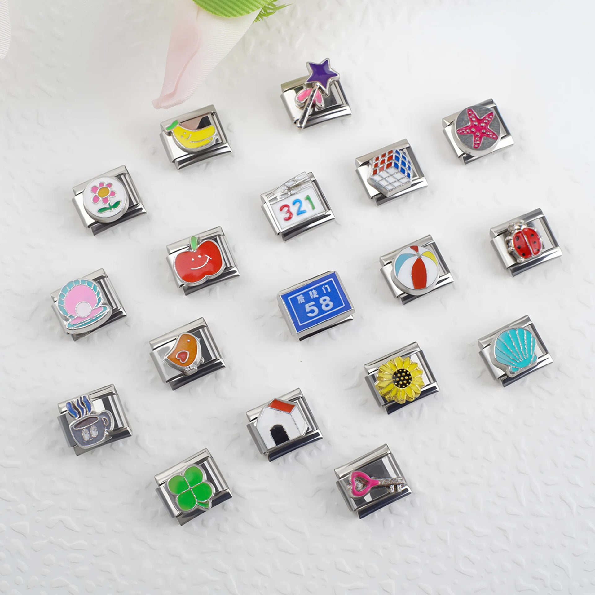 Wholesale 5pcs Italian Charm Bracelet 9mm DIY Splicing Creative Pattern Stainless Steel Composable Bracelet