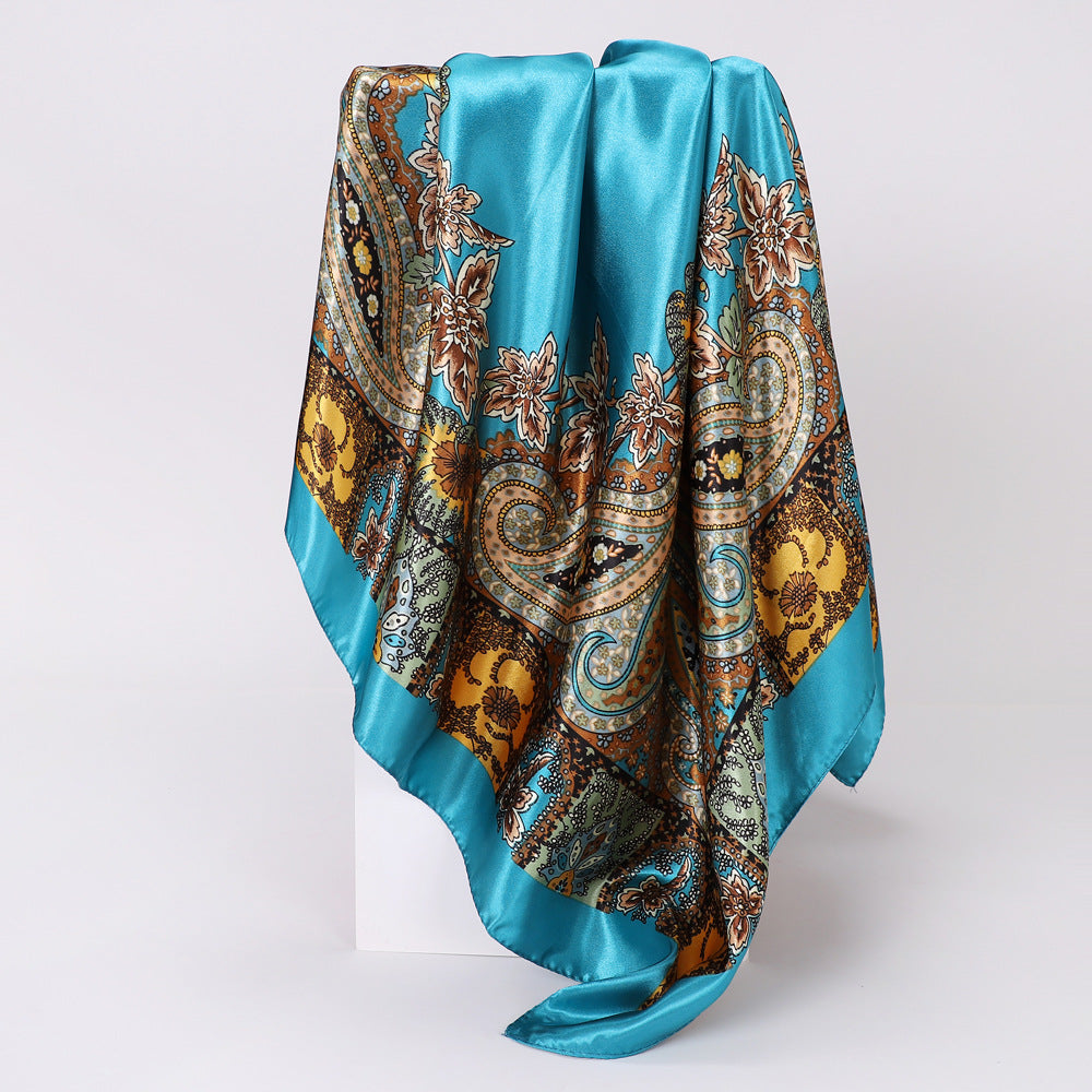 Wholesale Retro Printed Satin 90cm Silk Scarf