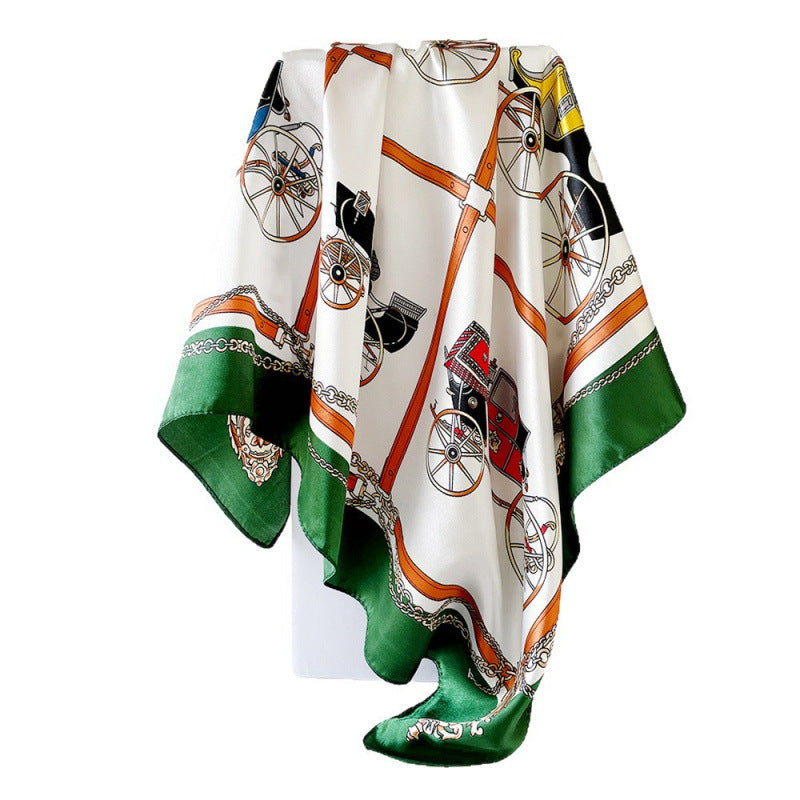 Wholesale 90cm Silk Scarf Turban Classic Carriage Print Silk Scarf