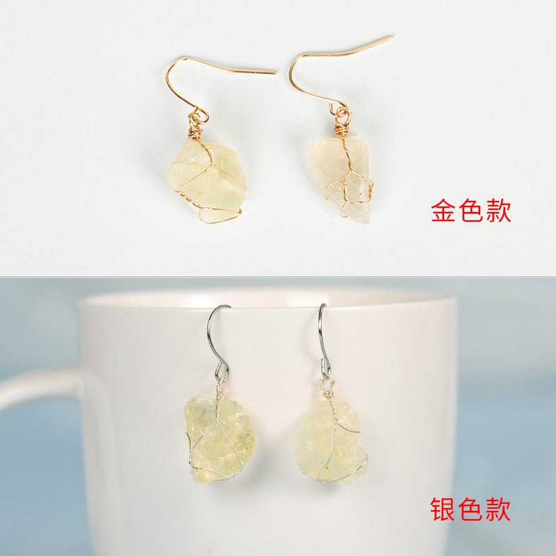 Wholesale Natural Crystal Irregular Rough Stone Earrings ACC-ES-ZhiSF001