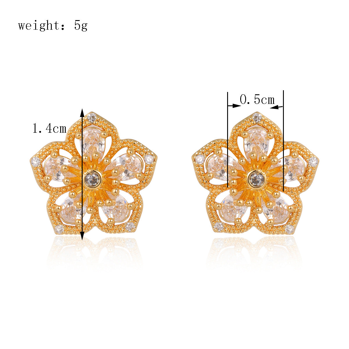 Wholesale  Stainless Steel All-match Earrings Diamond Hollow Flowers Jewelry