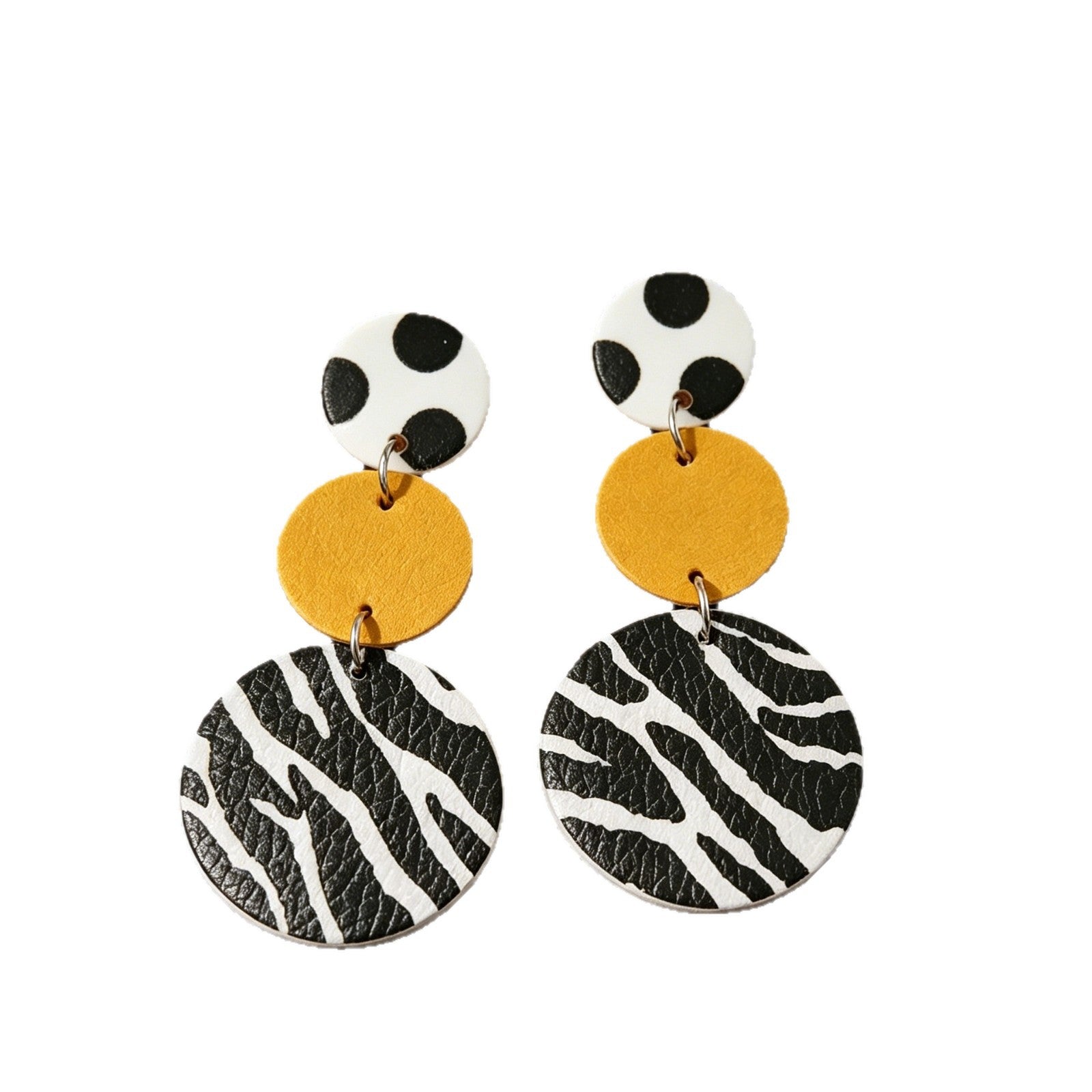 Wholesale Retro Zebra Polka Dot Leather Earrings - Stylish Fashion Accessory for Everyday Wear