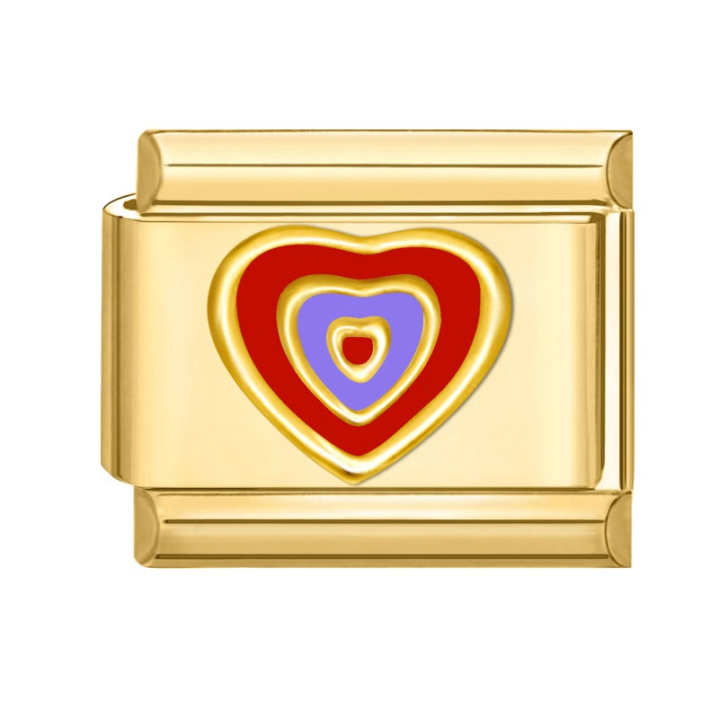 Wholesale Stainless Steel DIY Heart Shaped Bracelet Charms Electroplated Gold Colorful Love Theme Jewelry Making Accessories