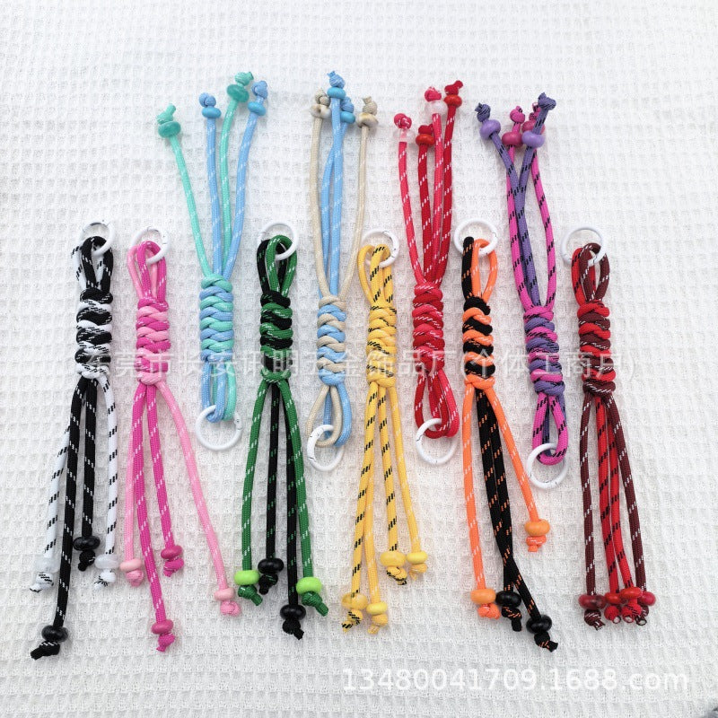 Wholesale Trendy Hand Knitted Contrast Color Keychain Lanyard Polyester Car Key Accessory