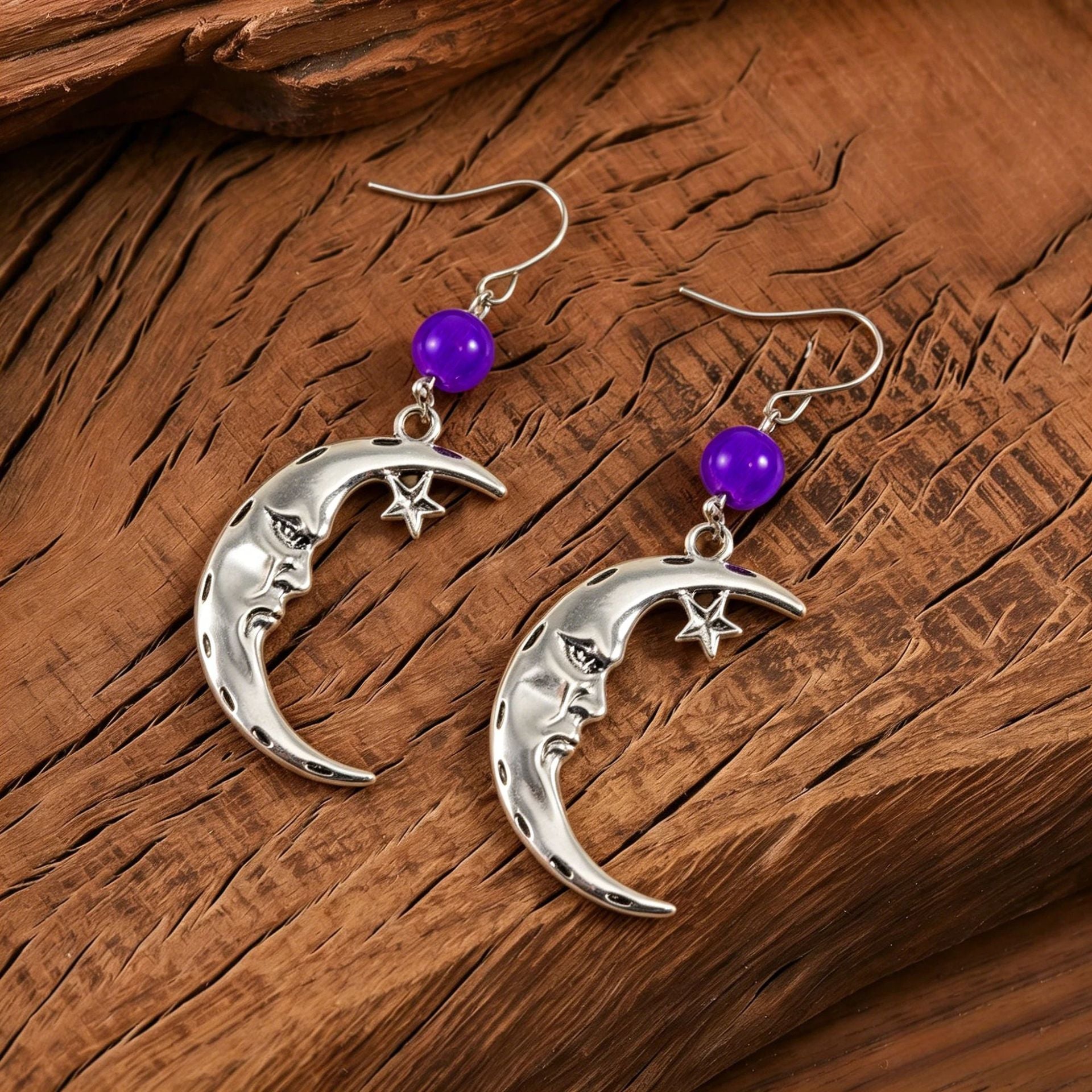 Wholesale Cross-Border European and American Style Retro Crescent Ear Hooks,  Angel Wings Earrings for Women,  High-End Sun Pattern Design,  Elegant and Light Luxury