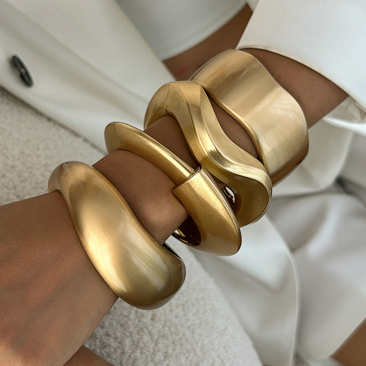 Wholesale Electroplated Metal Punk Irregular Wide Cuff Bracelet For Women Spring Clasp Stylish Fashion Accessory For Resale And Gift