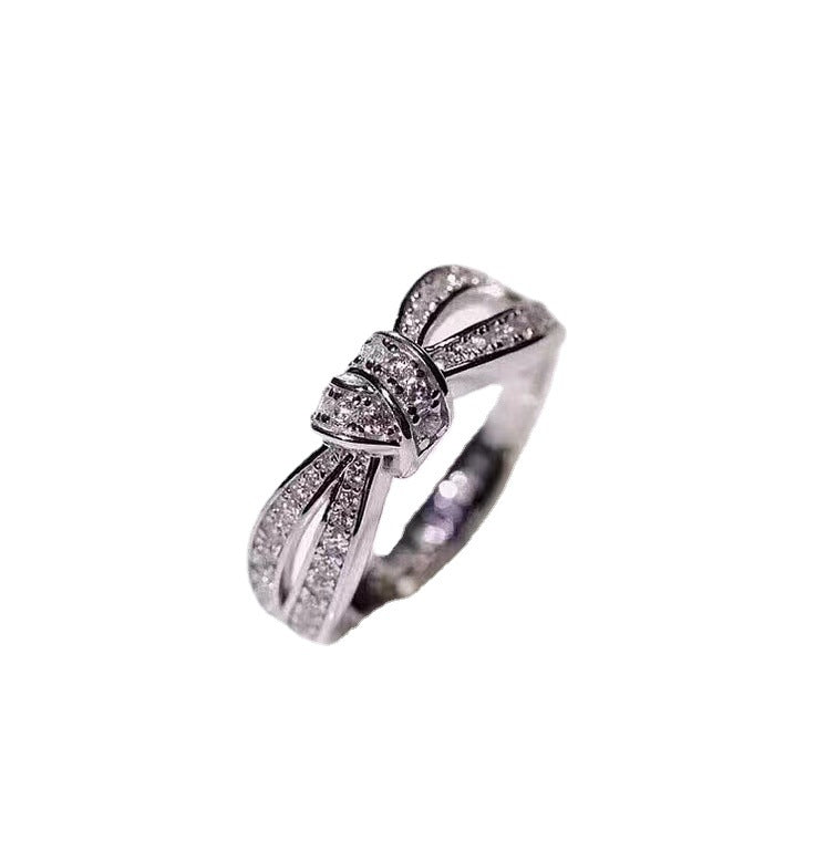 Wholesale Diamond Ring  BowMoxan Silver Plated Full Diamond Light Luxury Finger Ring