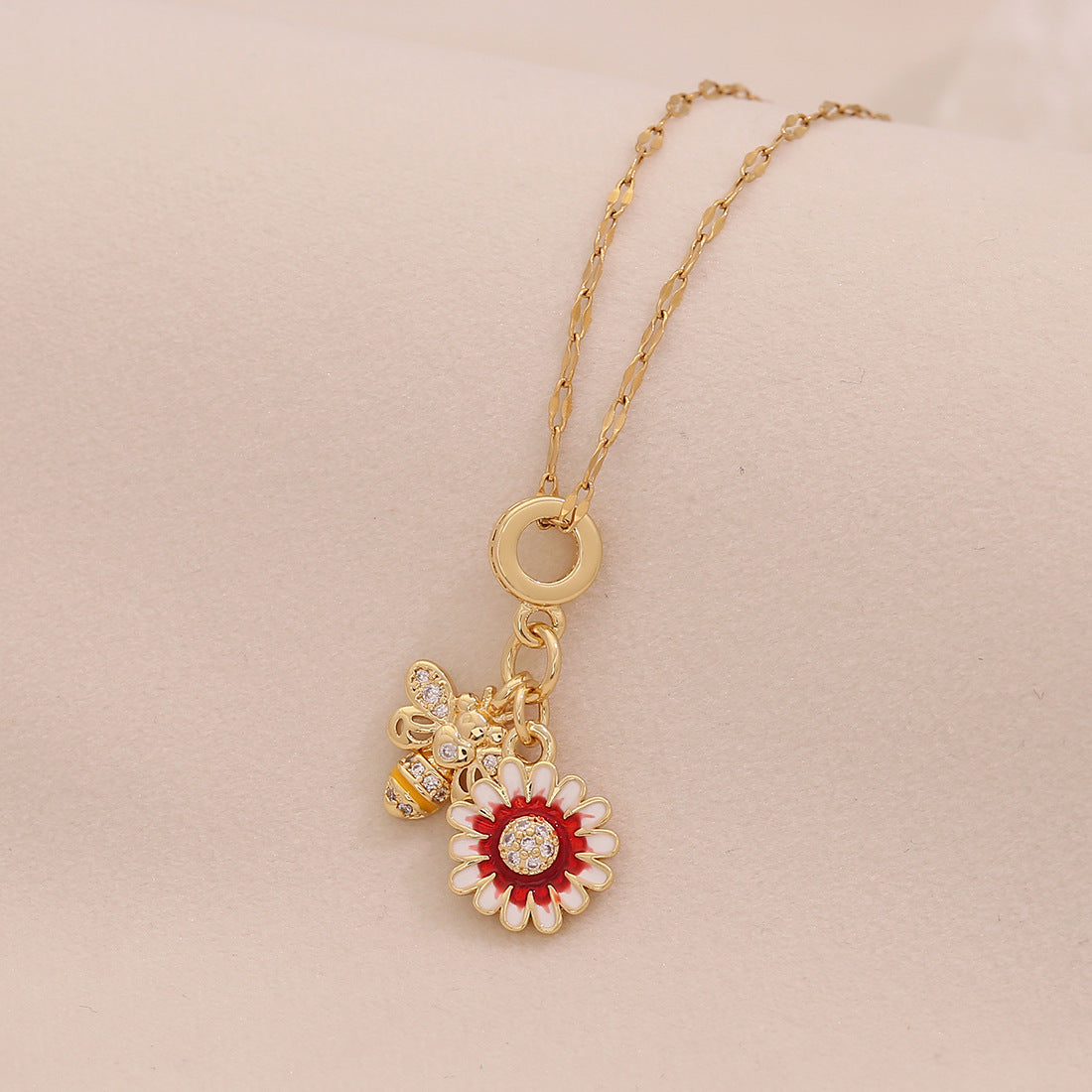 Wholesale Four-leaf Clover Pendant Color-Retaining DIY Heart  Necklace