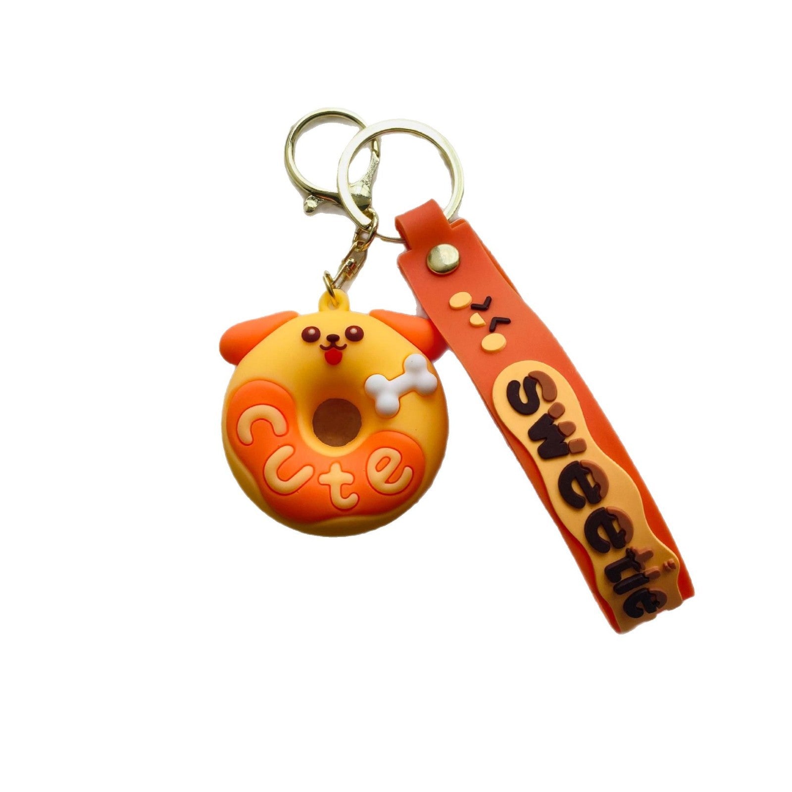 Wholesale 10pcs/pack Creative Pvc Cute Animal Donut Keychain