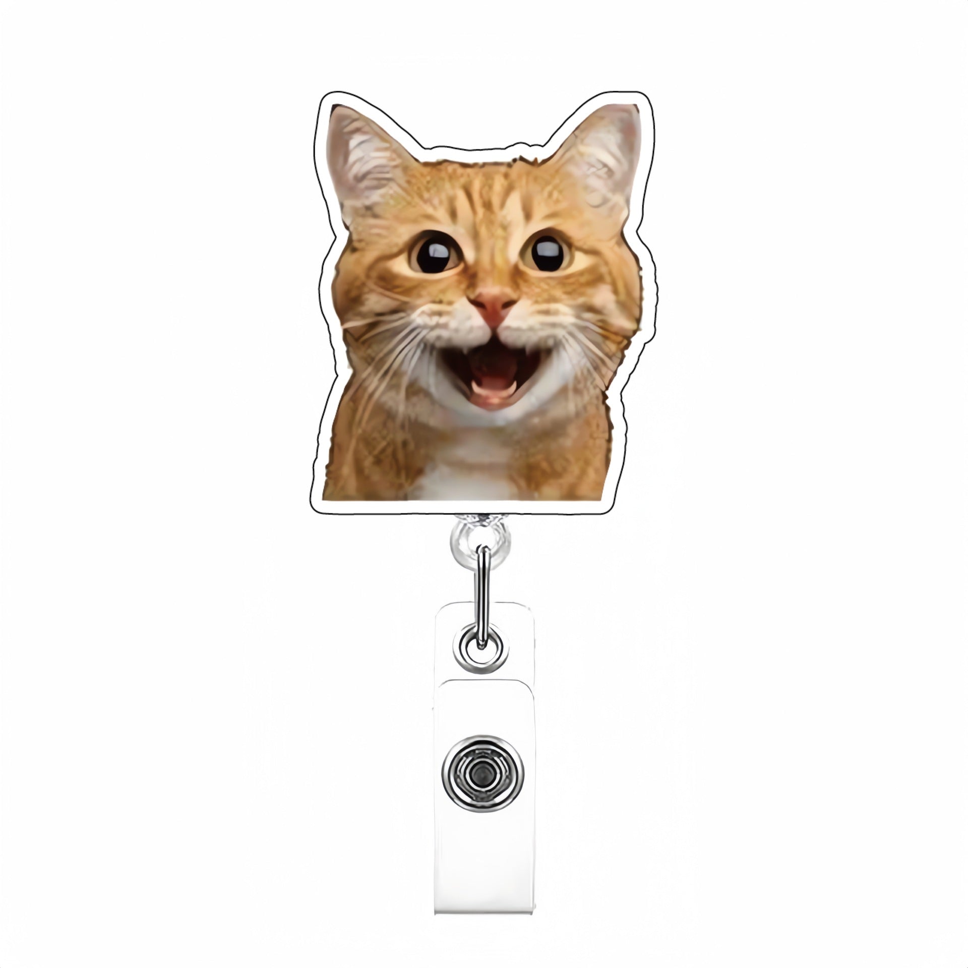 Wholesale Cute Cat Acrylic Retractable Rotating Badge Keychain