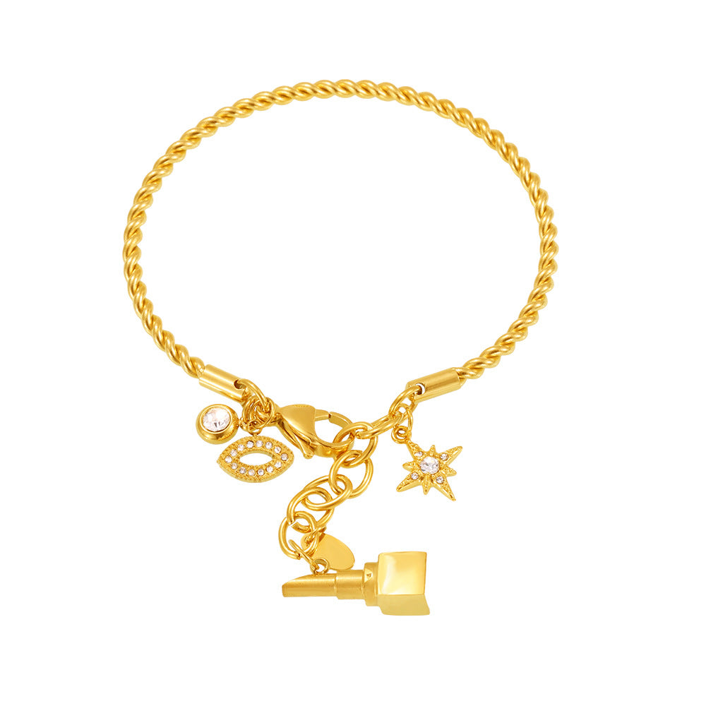 Wholesale Stainless Steel  Creative Gold Plated with Diamond Star DIY Multi-accessory Bracelet